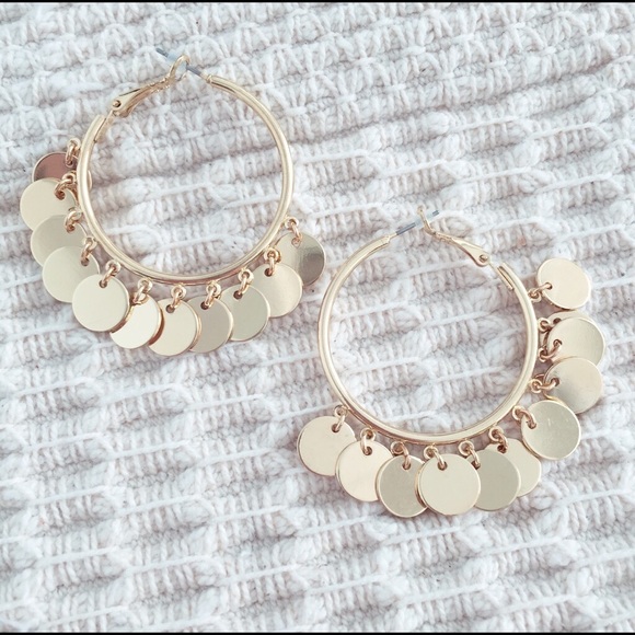 NWT Disc Gold Earrings - Picture 2 of 2